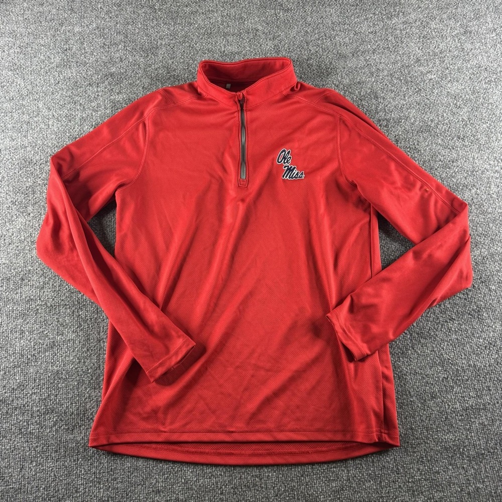 Ole Miss Shirt Mens Medium Red NCAA Football Under Armour Quarter Zip Pullover